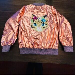 Lola + The Boys Shiny Pink Cat Puffer Jacket